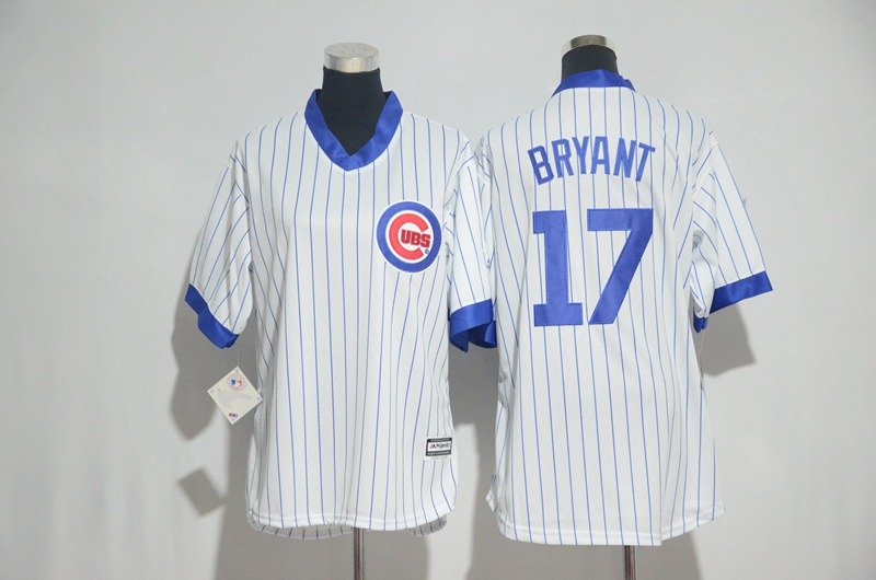 Womens 2017 MLB Chicago Cubs #17 Bryant White stripe Jerseys